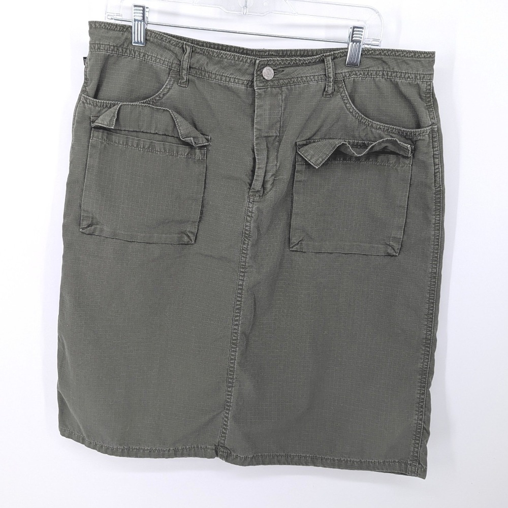 Polo Jeans Co Ralph Lauren Skirt Womens 14 Green Ripstop Cargo Utility Midi